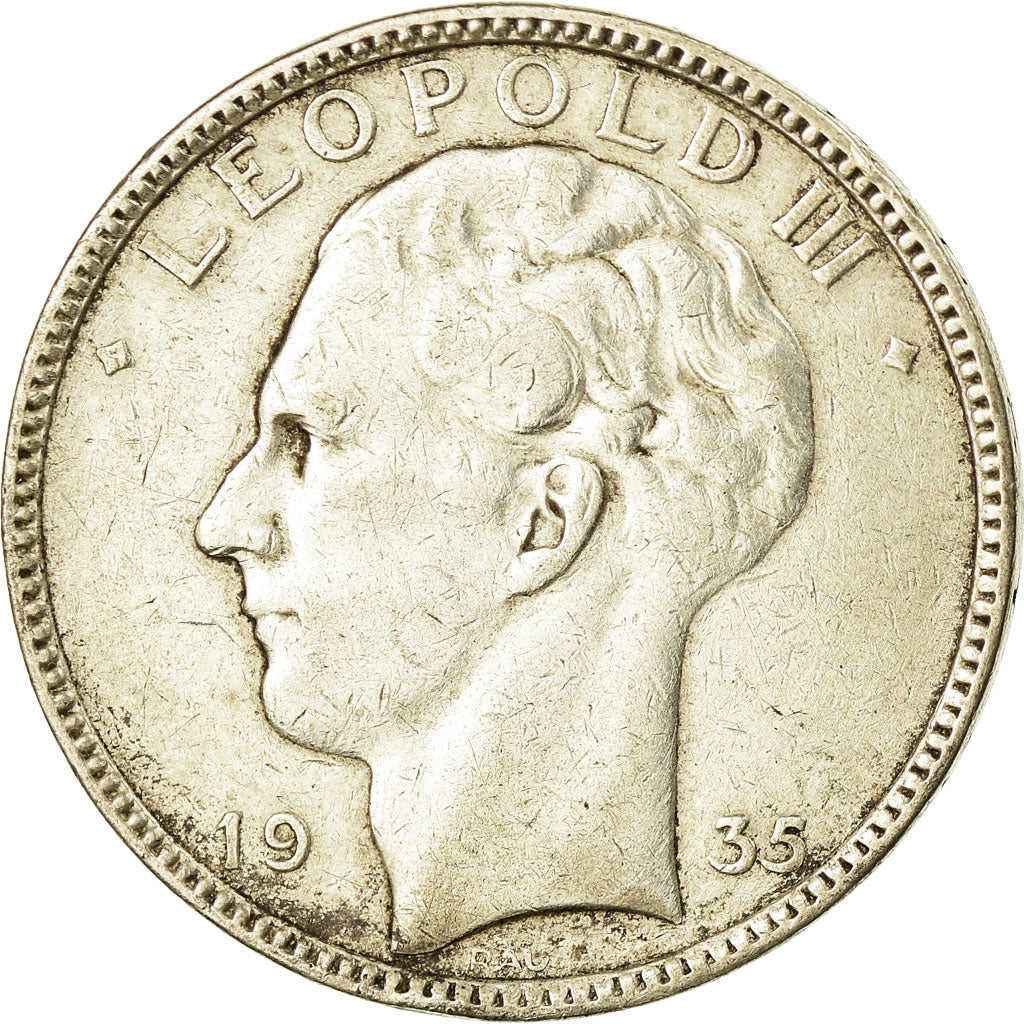 Coin, Belgium, 20 Francs, 20 Frank, 1935, EF(40-45), Silver, KM:105