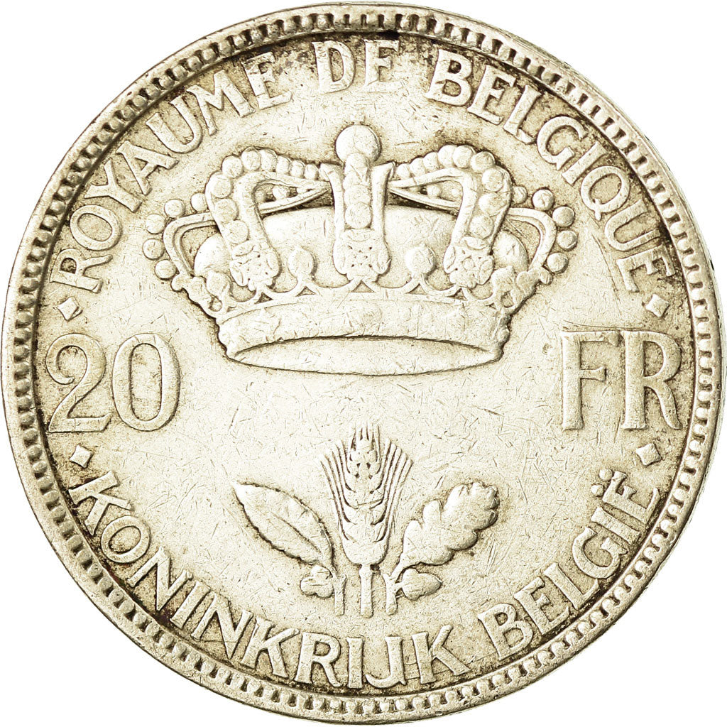 Coin, Belgium, 20 Francs, 20 Frank, 1935, EF(40-45), Silver, KM:105