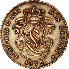 Münze, Belgien, Leopold II, 2 Centimes, 1875, SS+, Kupfer, KM:35.1