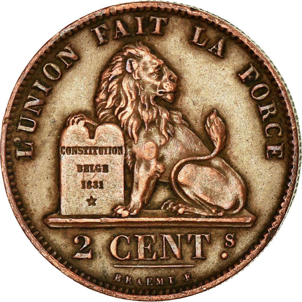 Münze, Belgien, Leopold II, 2 Centimes, 1875, SS+, Kupfer, KM:35.1
