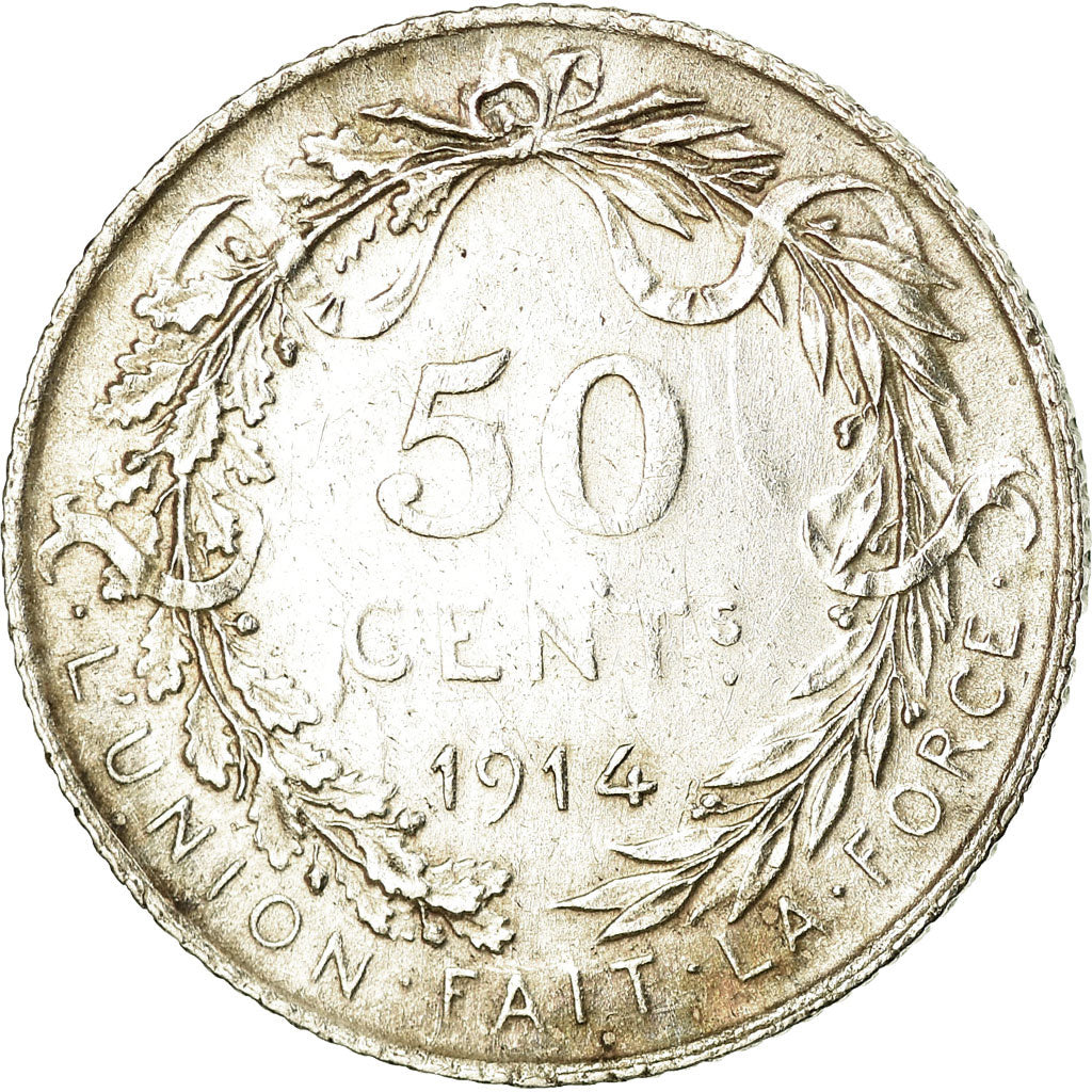 Coin, Belgium, 50 Centimes, 1914, AU(50-53), Silver, KM:70