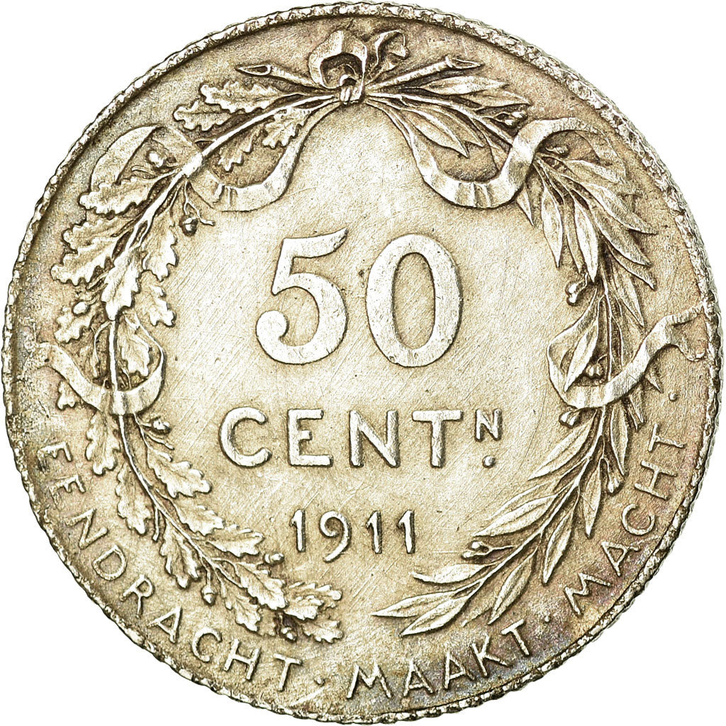 Coin, Belgium, 50 Centimes, 1914, AU(50-53), Silver, KM:71