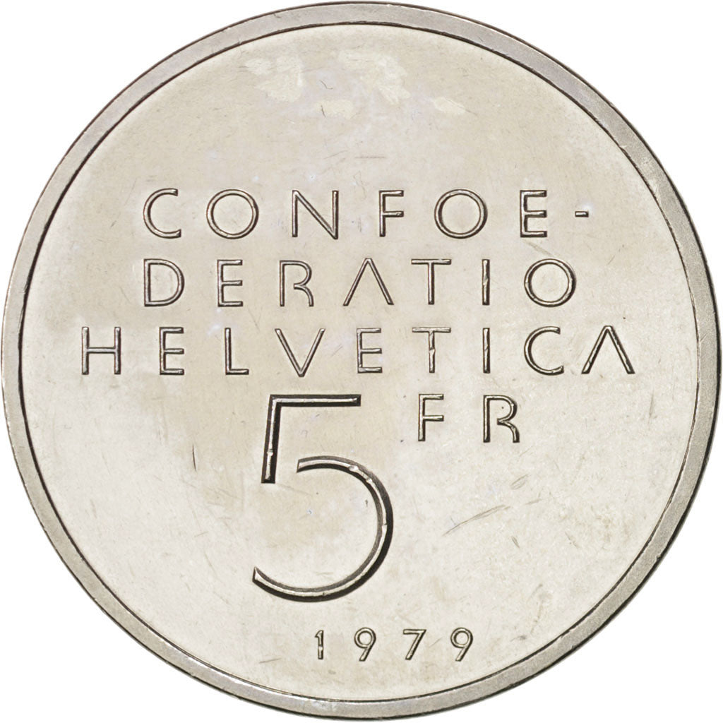 SWITZERLAND, 5 Francs, 1979, KM #58, AU(55-58), Copper-Nickel, 31.45, 13.25