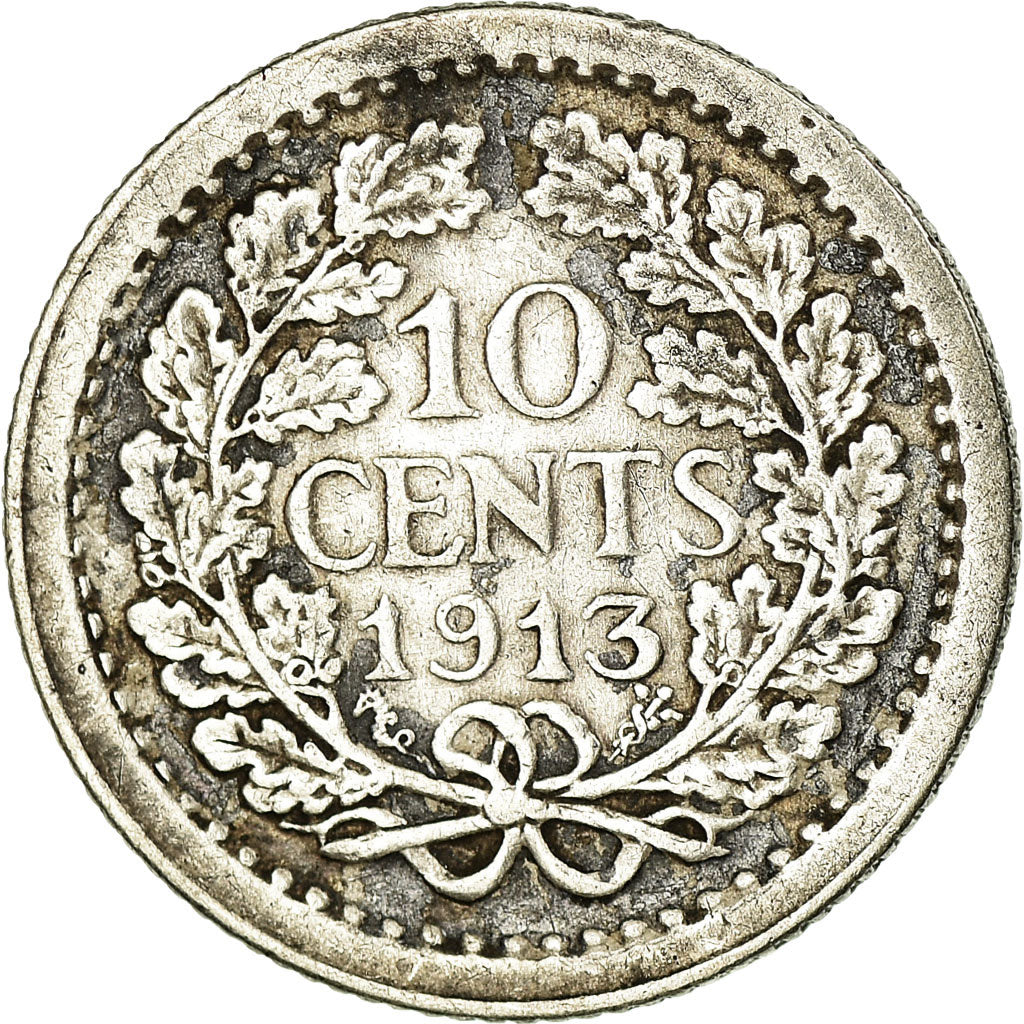 Coin, Netherlands, Wilhelmina I, 10 Cents, 1913, EF(40-45), Silver, KM:145