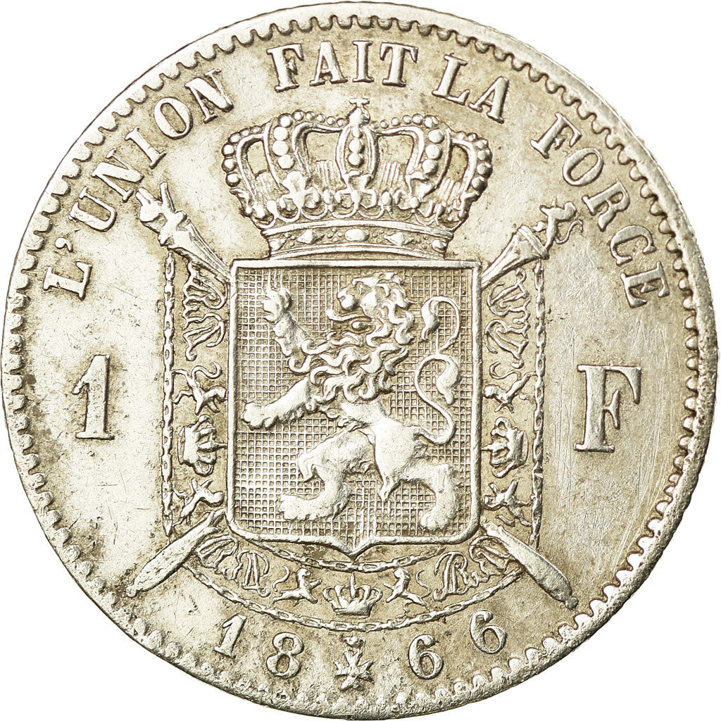 Coin, Belgium, Leopold II, Franc, 1866, VF(30-35), Silver, KM:28.1
