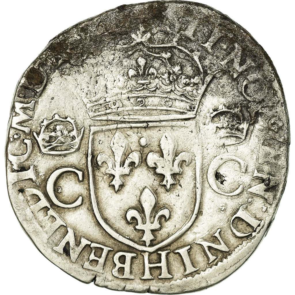 Coin, France, Charles IX, Teston, La Rochelle, VF(30-35), Silver, Sombart:4602