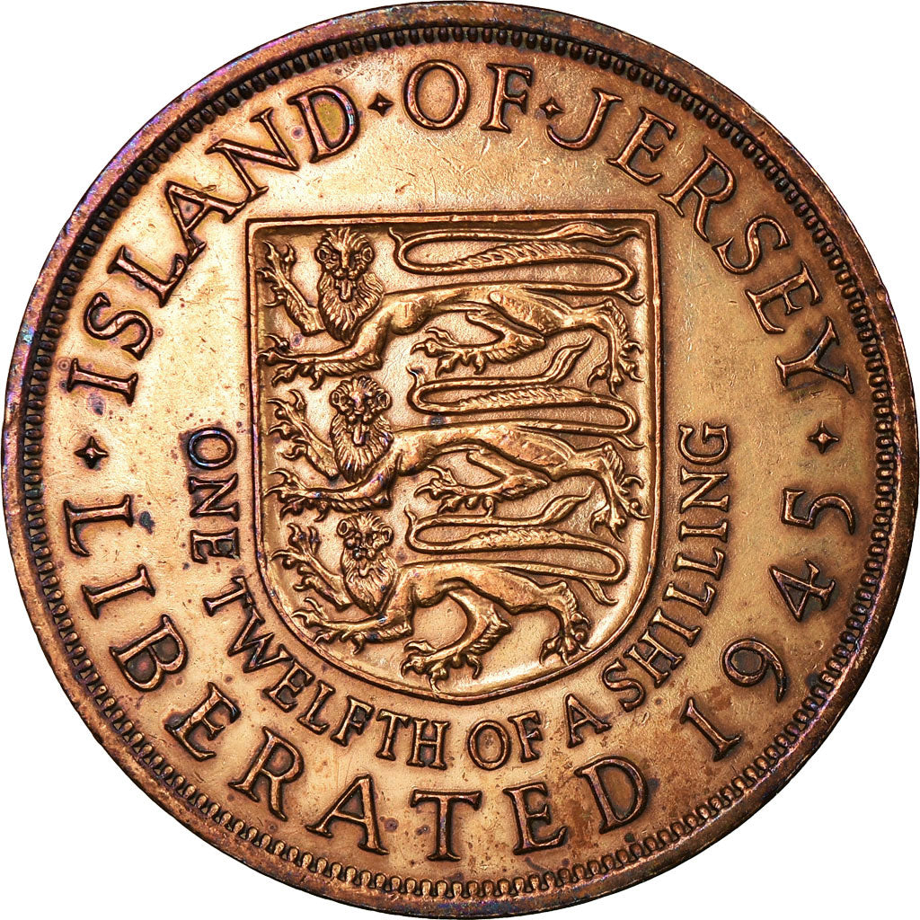 Coin, Jersey, George VI, 1/12 Shilling, 1945, AU(50-53), Bronze, KM:19