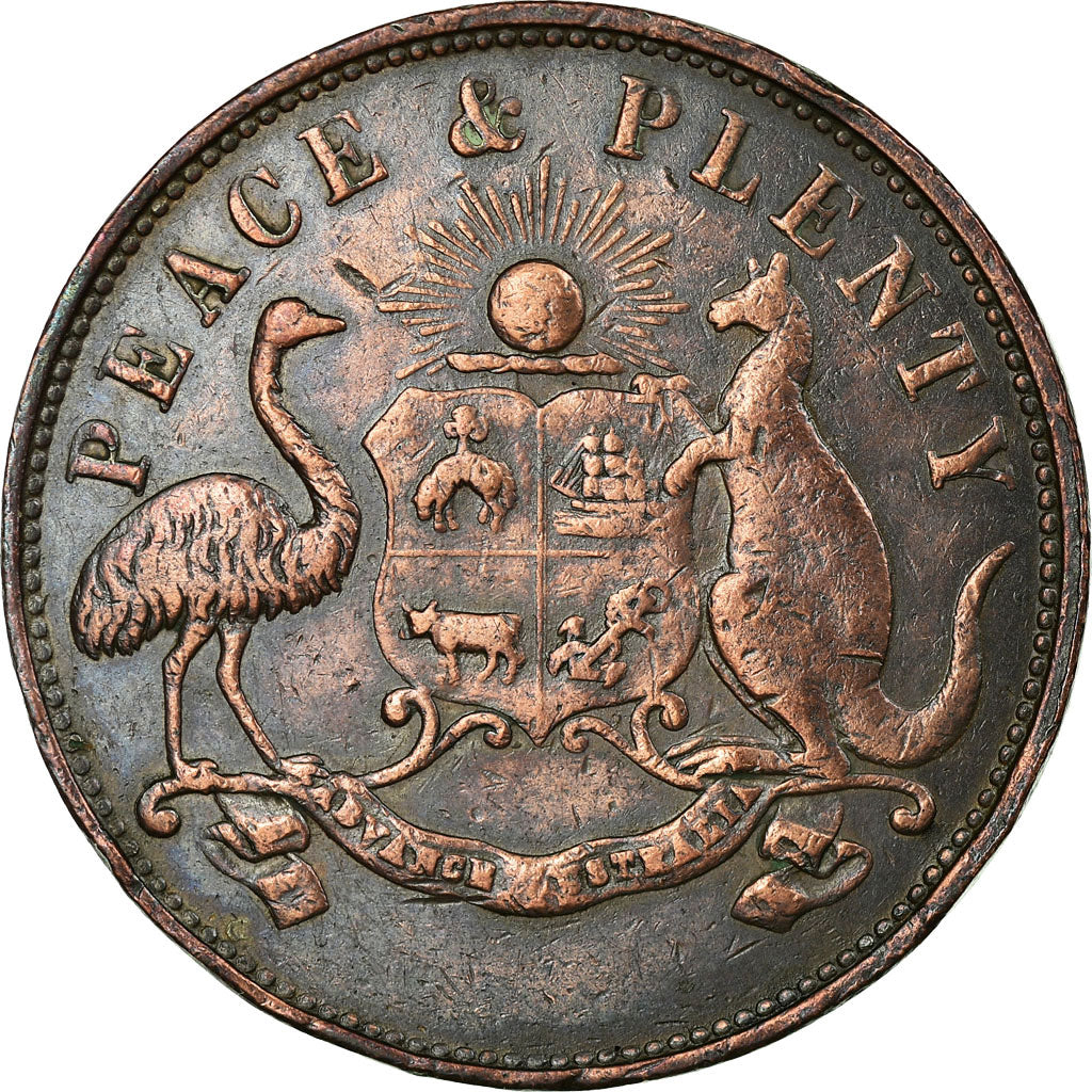 Coin, Australia, Victoria, Penny, 1858, Melbourne, VF(30-35), Copper, KM:Tn285.1