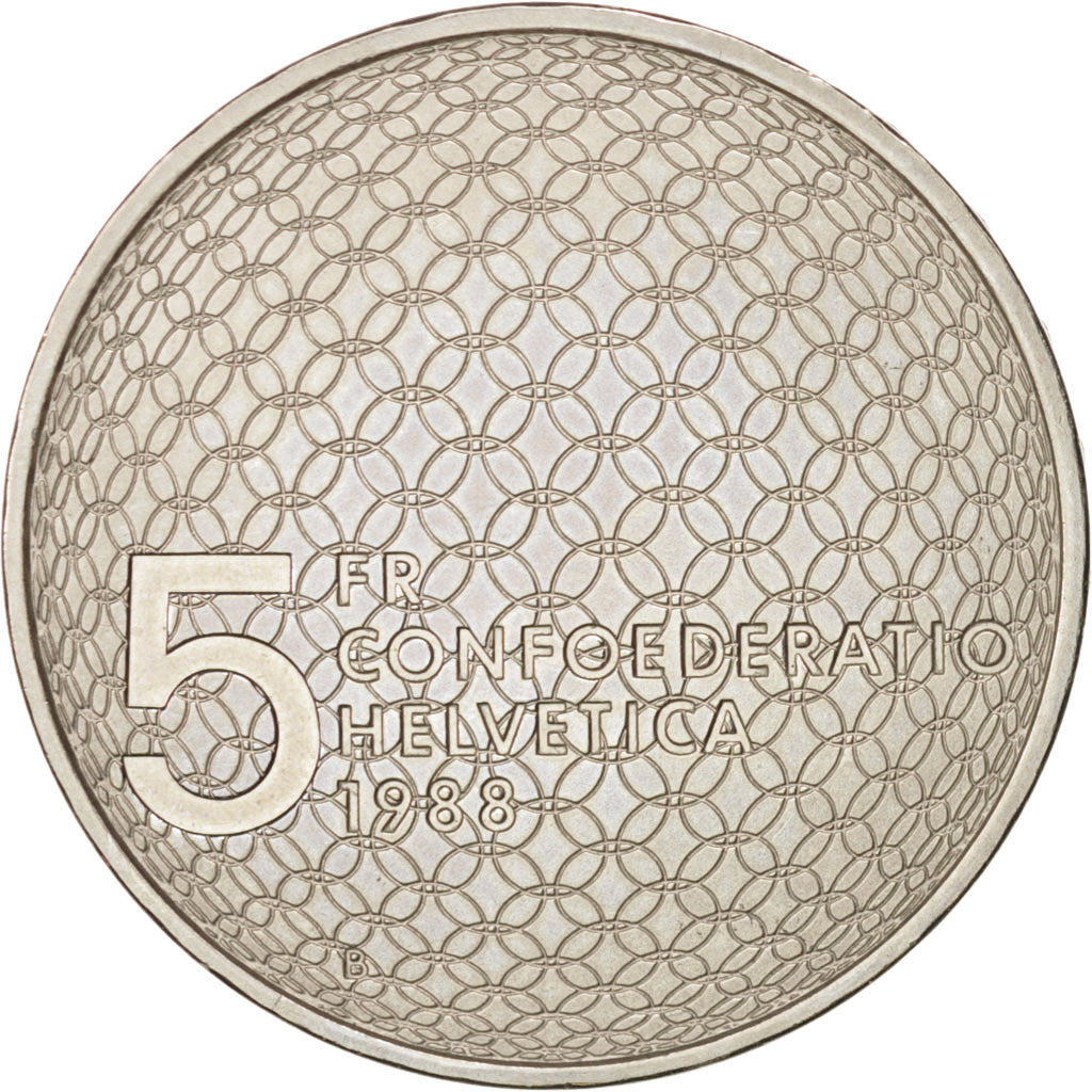 Moneta, Svizzera, 5 Francs, 1988, SPL, Rame-nichel, KM:67
