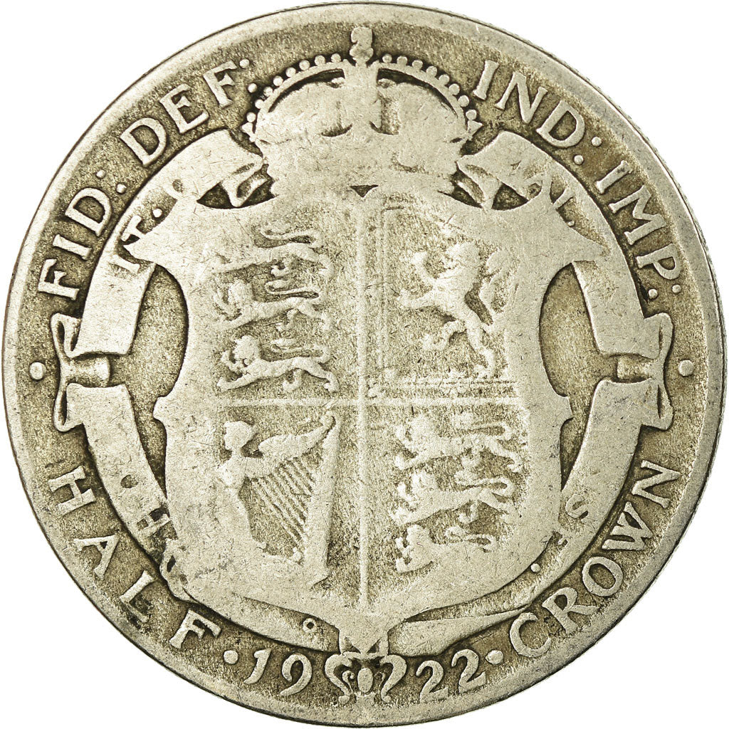 Moneta, Gran Bretagna, George V, 1/2 Crown, 1922, B+, Argento, KM:818.2