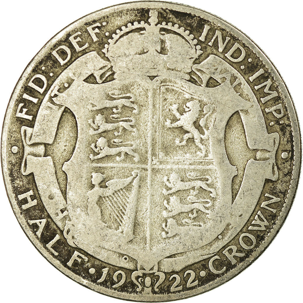 Moneda, Gran Bretaña, George V, 1/2 Crown, 1922, BC, Plata, KM:818.2