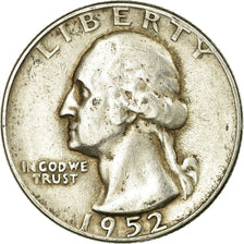 Moneta, USA, Washington Quarter, 1952, San Francisco, EF(40-45)
