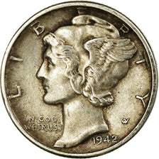 Coin, United States, Mercury Dime, 1942,  Philadelphia, EF(40-45)