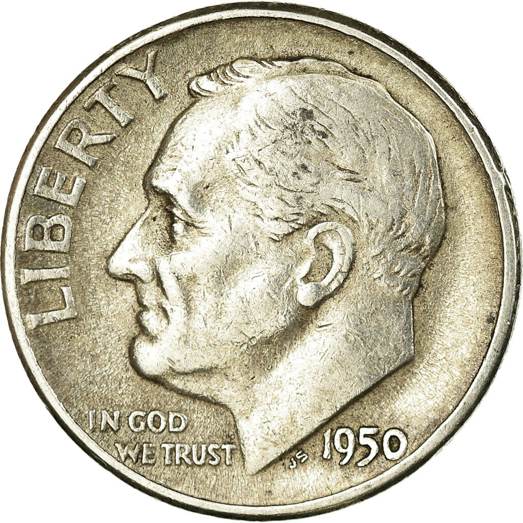 Munten, Verenigde Staten, Roosevelt Dime, 1950, Philadelphia, ZF