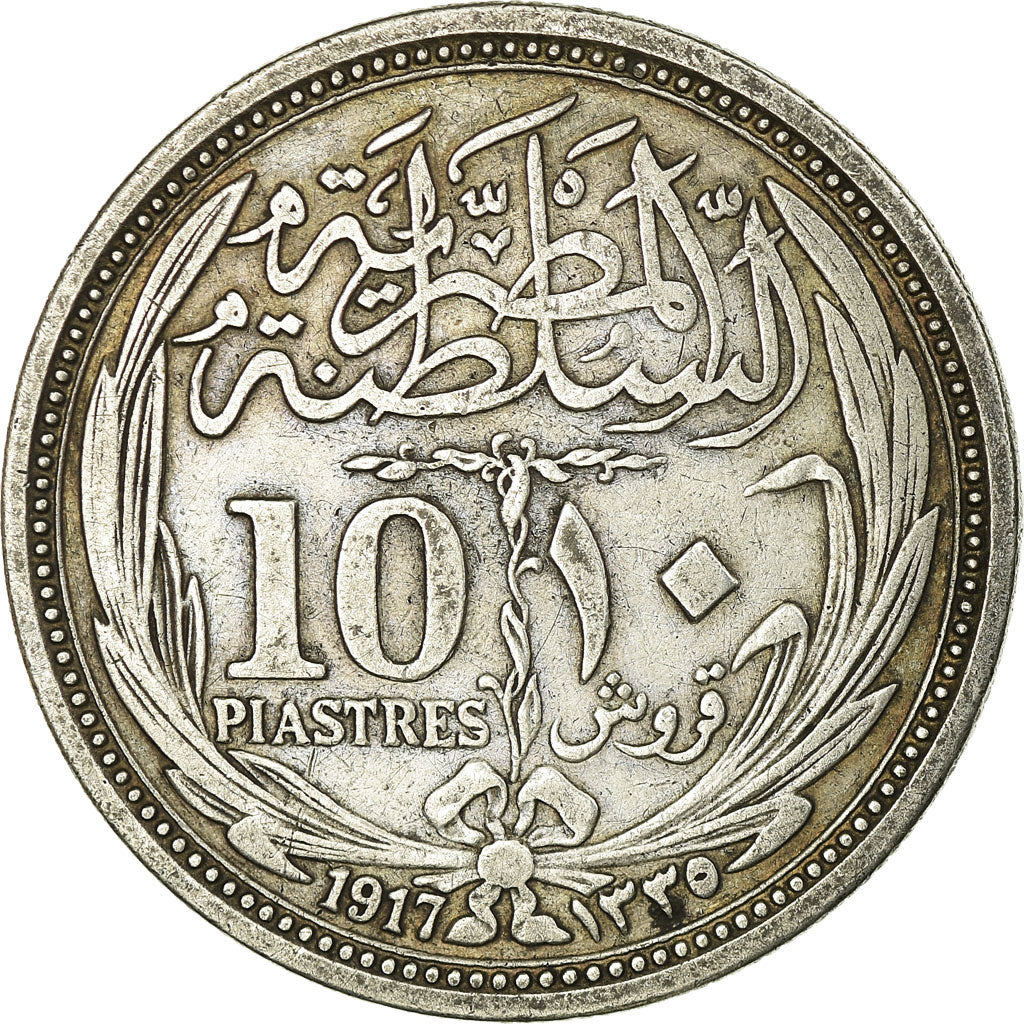Münze, Ägypten, Hussein Kamil, 10 Piastres, 1917, SS, Silber, KM:319