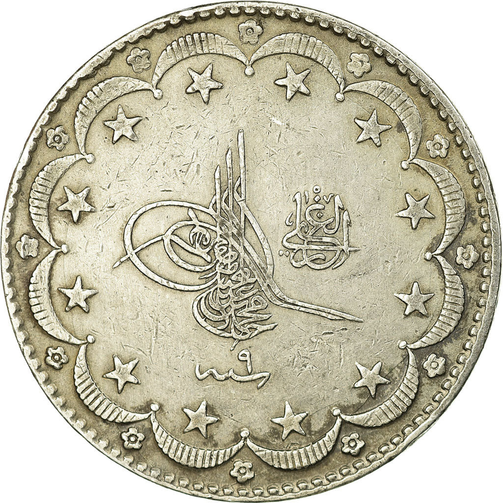 Coin, Turkey, Muhammad V, 20 Kurush, 1917, Qustantiniyah, EF(40-45), Silver