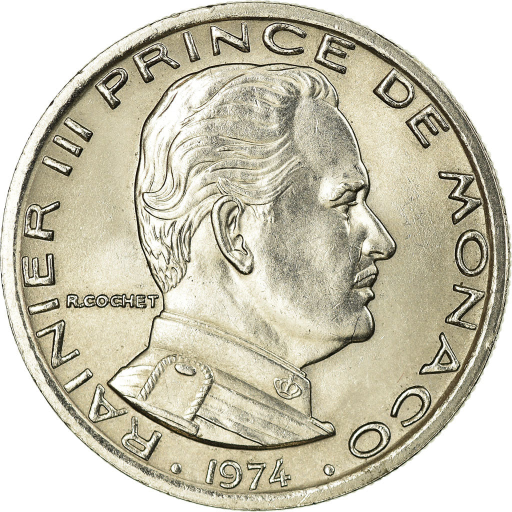 Coin, Monaco, Rainier III, Franc, 1974, MS(60-62), Nickel, KM:140, Gadoury:MC140