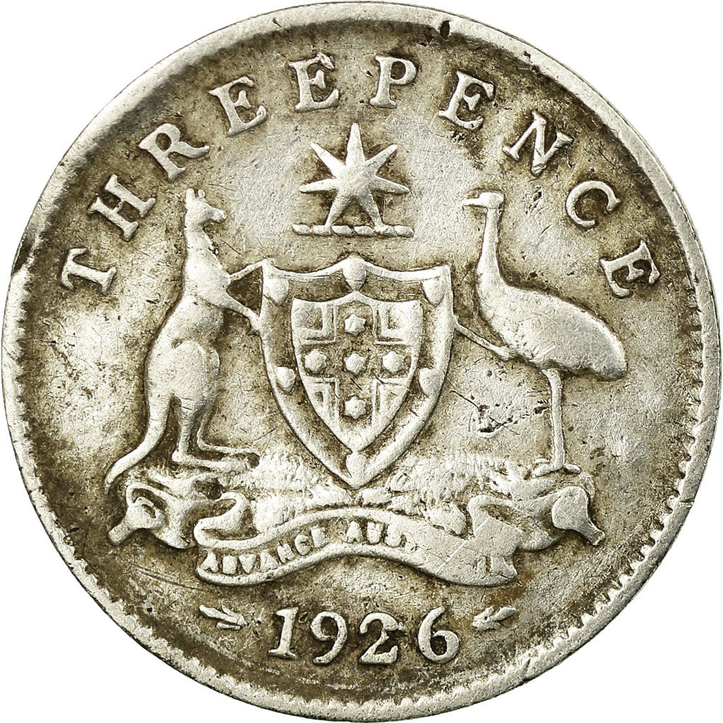 Coin, Australia, George V, Threepence, 1926, Melbourne, EF(40-45), Silver, KM:24