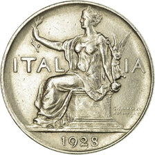 Coin, Italy, Vittorio Emanuele III, Lira, 1928, Rome, AU(50-53), Nickel, KM:62