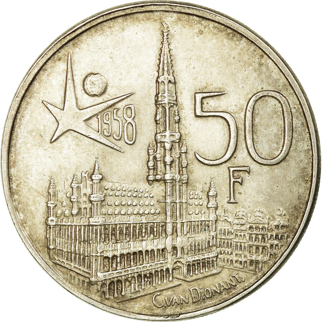 Coin, Belgium, 50 Francs, 50 Frank, 1958, AU(50-53), Silver, KM:150.1