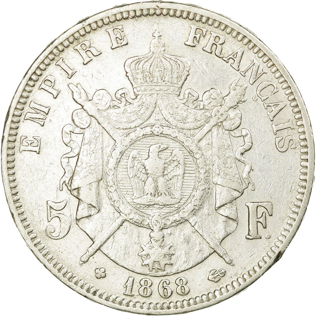 Coin, France, Napoléon III, 5 Francs, 1868, Strasbourg, EF(40-45), Silver