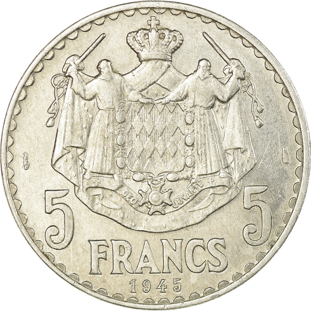 Coin, Monaco, Louis II, 5 Francs, 1945, AU(50-53), Aluminum, KM:122
