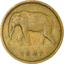 Moneda, Congo belga, 2 Francs, 1947, BC+, Latón, KM:28