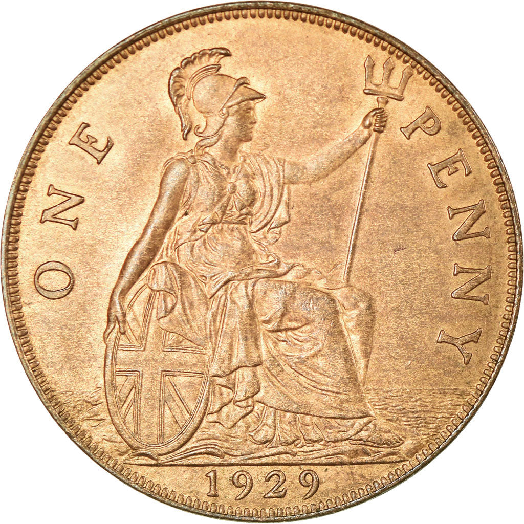 Coin, Great Britain, George V, Penny, 1929, AU(50-53), Bronze, KM:838
