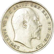 Coin, Great Britain, Edward VII, 3 Pence, 1908, AU(50-53), Silver, KM:797.2