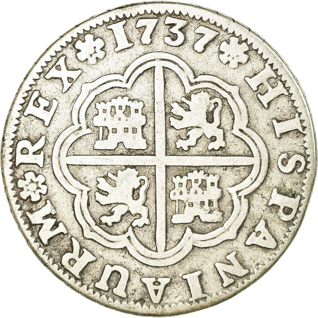 Moneda, España, Philip V, 2 Reales, 1737, Seville, BC+, Plata, KM:355