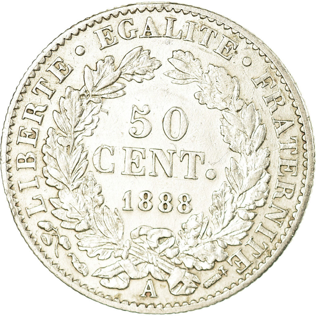 Coin, France, Cérès, 50 Centimes, 1888, Paris, AU(50-53), Silver, KM:834.1