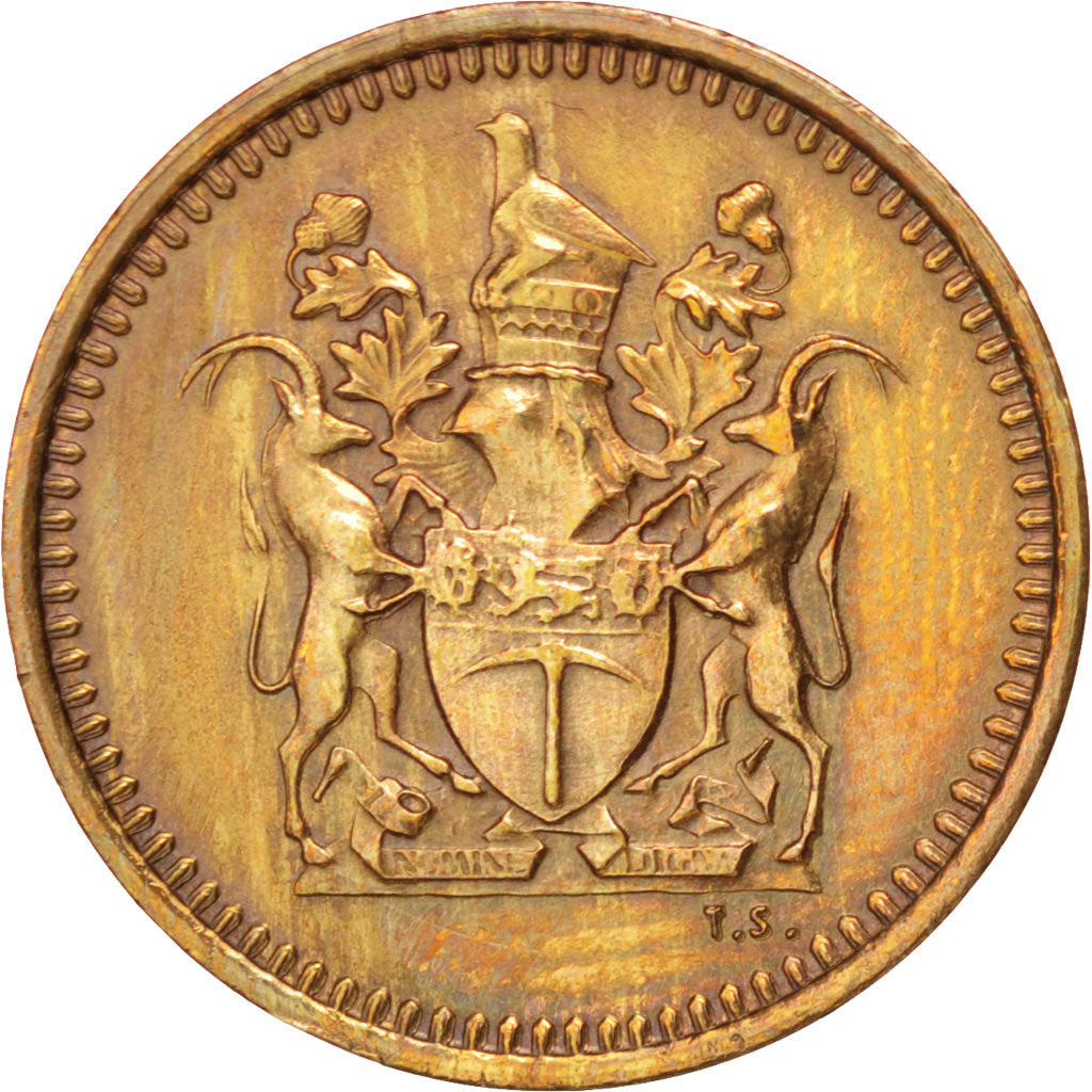 RHODESIA, 1/2 Cent, 1975, KM #9, EF(40-45), Bronze, 20, 3.14