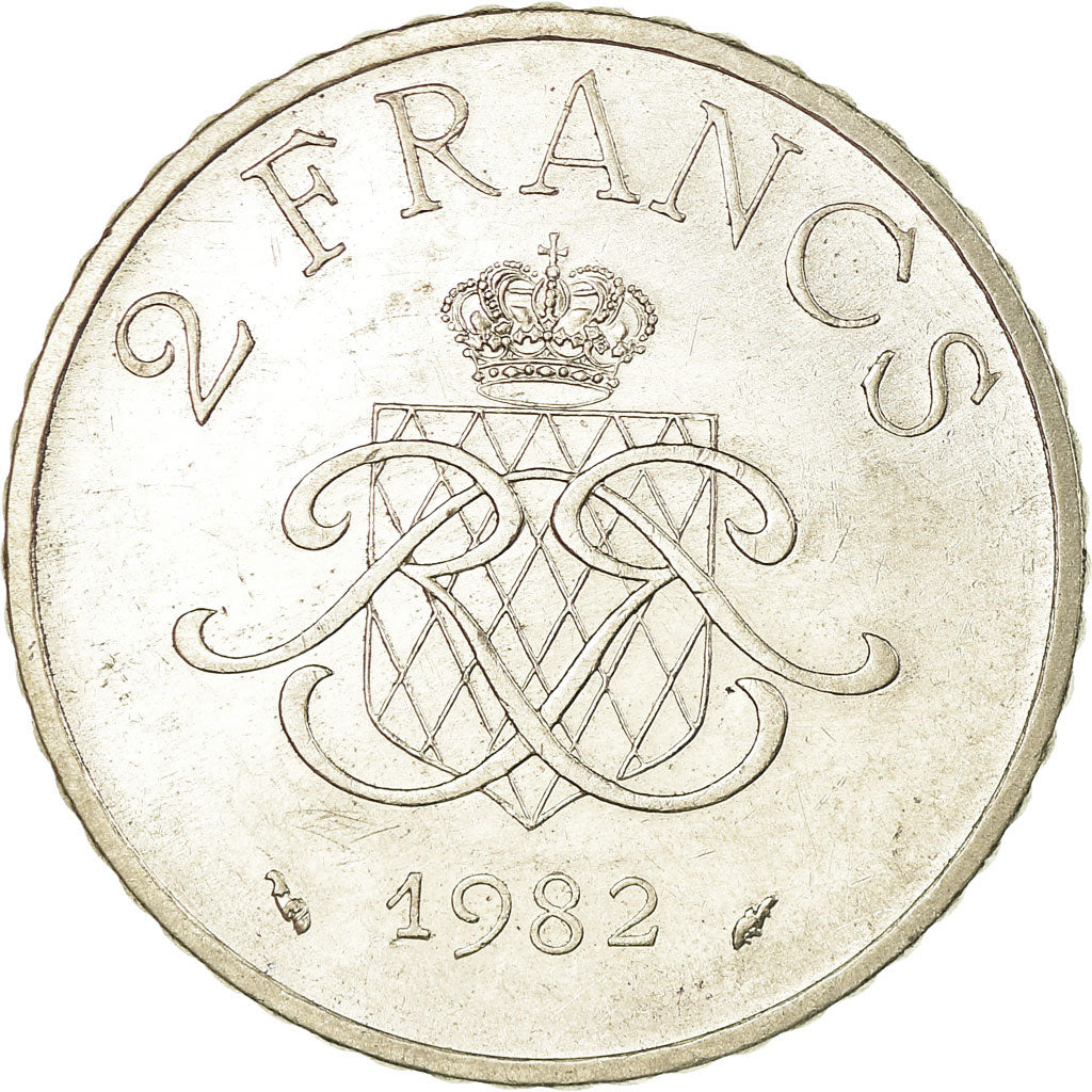 Coin, Monaco, Rainier III, 2 Francs, 1982, AU(50-53), Nickel, KM:157