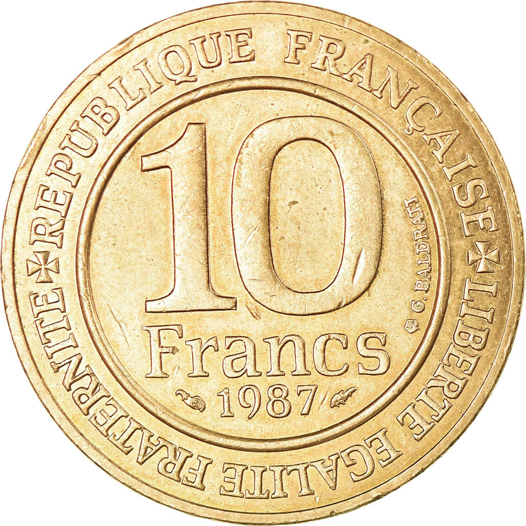 Coin, France, Hugues Capet, 10 Francs, 1987, AU(50-53), Silver, KM:961