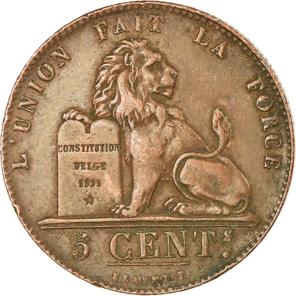 Coin, Belgium, Leopold I, 5 Centimes, 1856, EF(40-45), Copper, KM:5.1