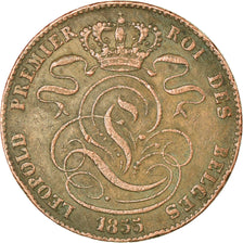 Münze, Belgien, Leopold I, 5 Centimes, 1855, S+, Kupfer, KM:5.1