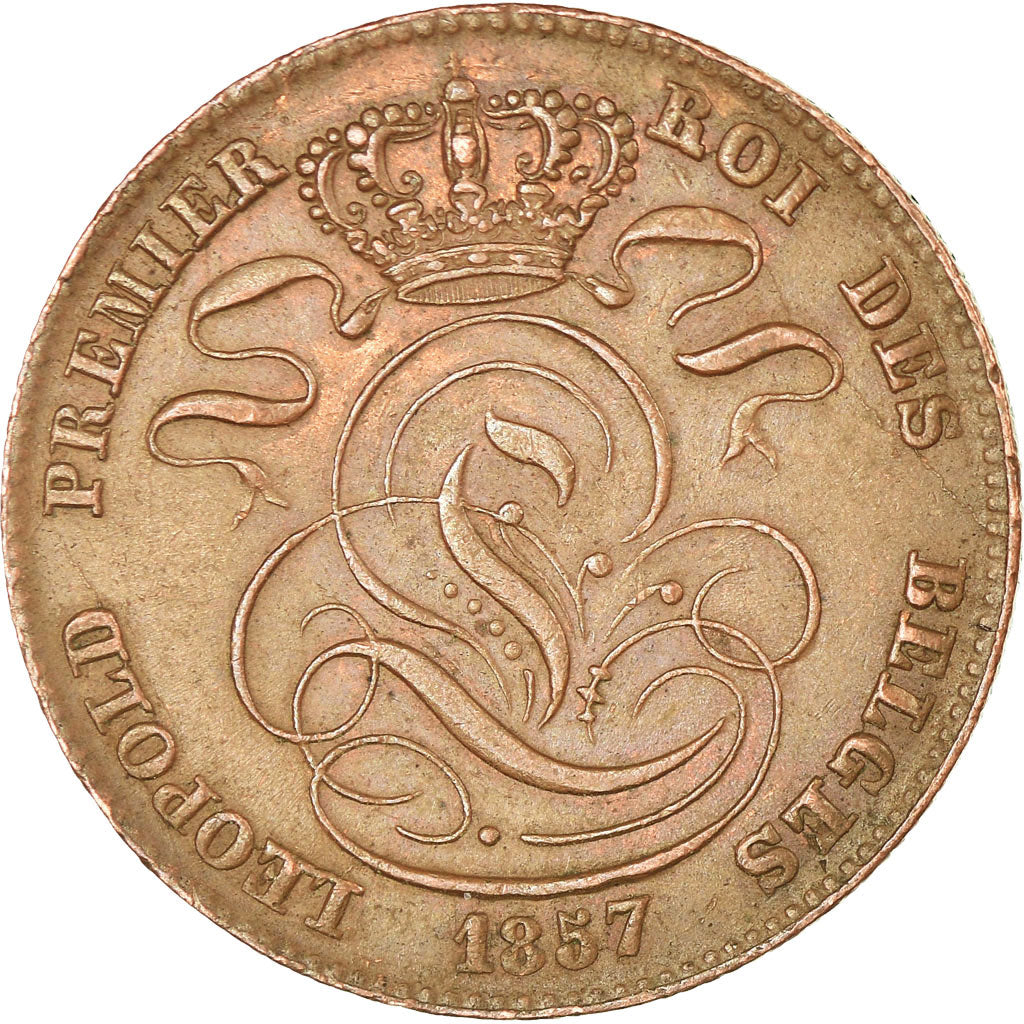 Moneda, Bélgica, Leopold I, 5 Centimes, 1857, MBC, Cobre, KM:5.1