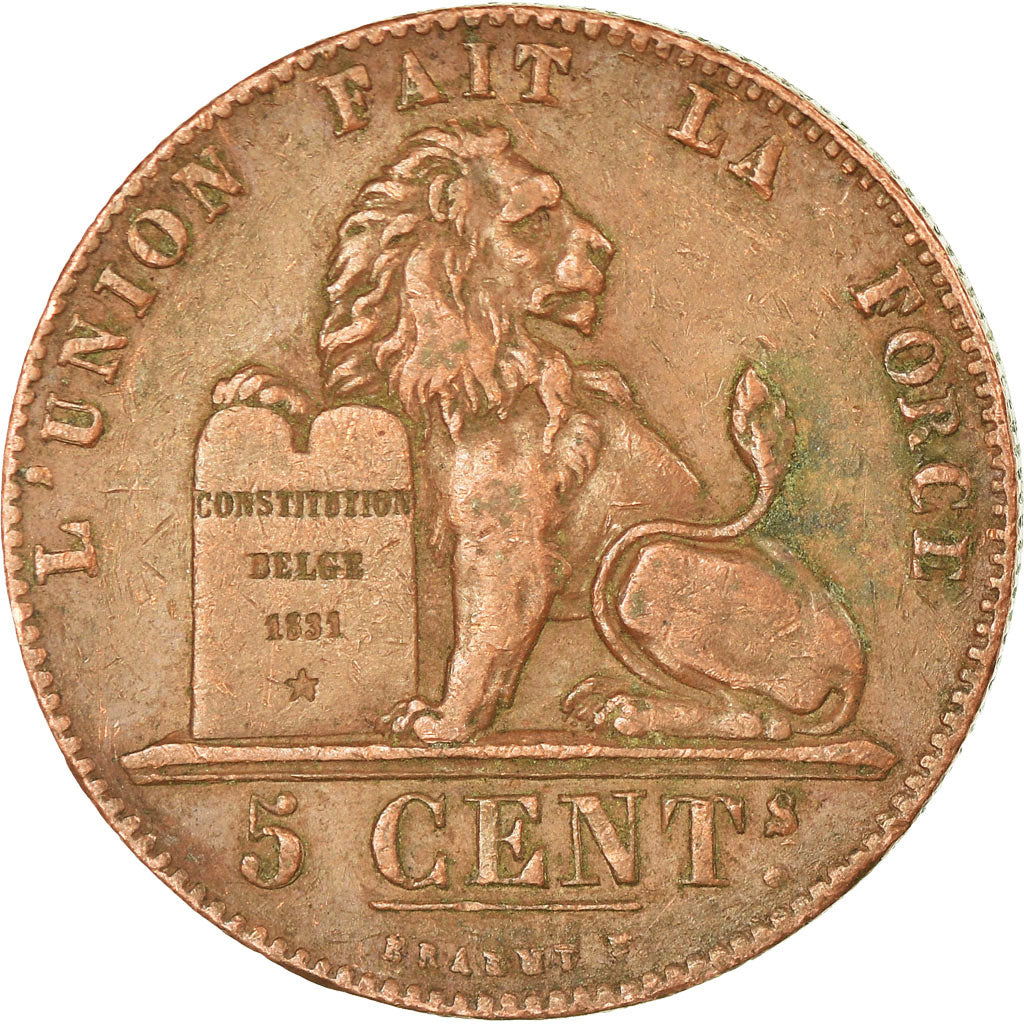 Coin, Belgium, Leopold I, 5 Centimes, 1856, EF(40-45), Copper, KM:5.1