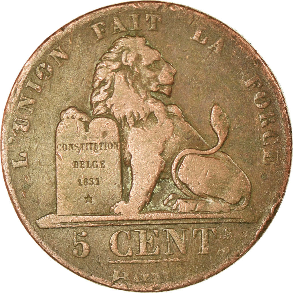 Coin, Belgium, Leopold I, 5 Centimes, 1833, VF(30-35), Copper, KM:5.1