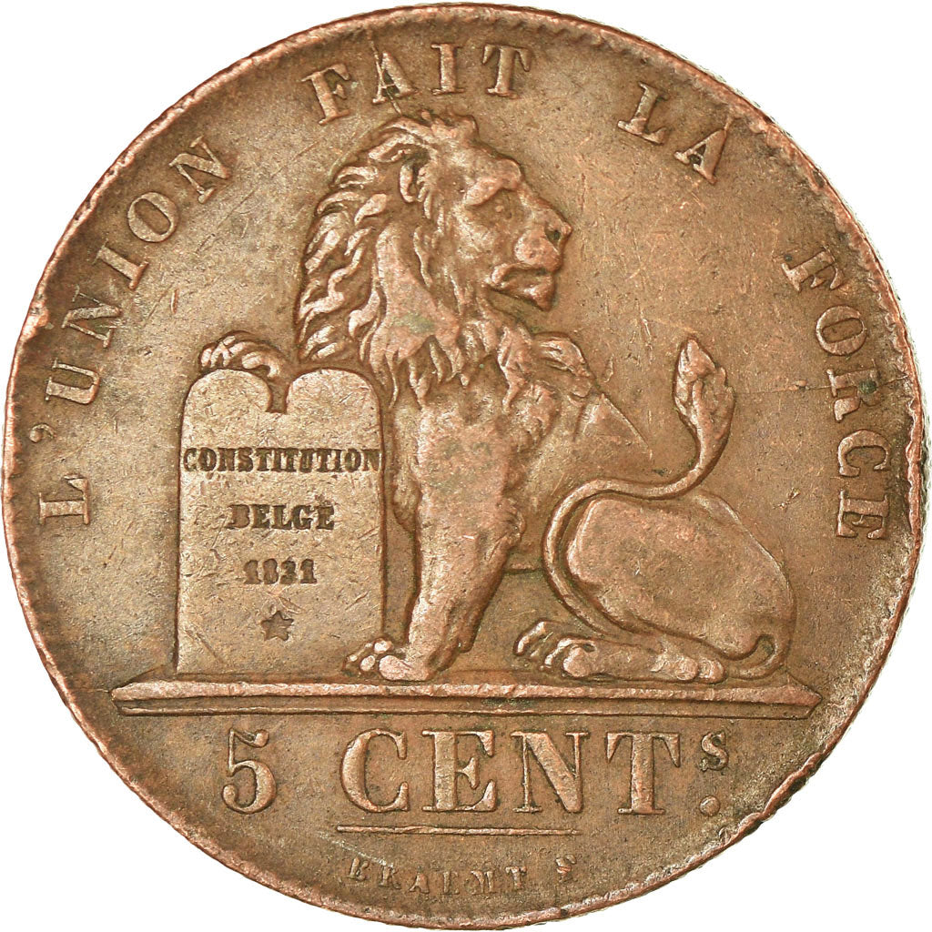Coin, Belgium, Leopold I, 5 Centimes, 1856, EF(40-45), Copper, KM:5.1