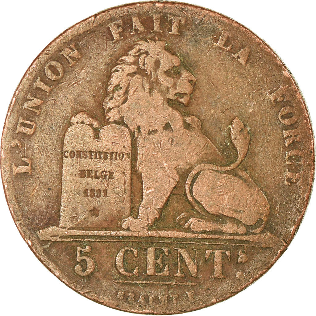Moneta, Belgio, Leopold I, 5 Centimes, 1842, B+, Rame, KM:5.1
