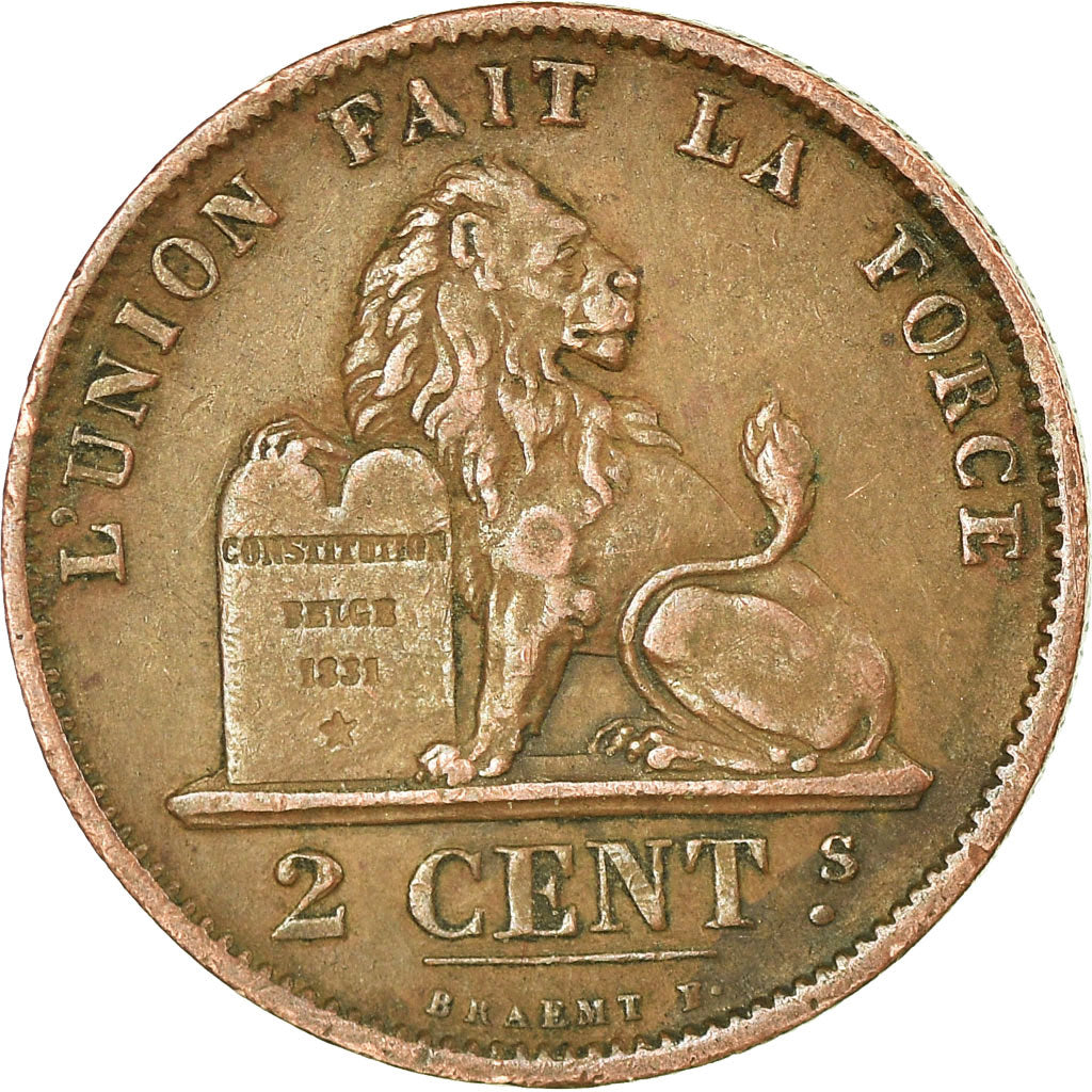 Coin, Belgium, Leopold II, 2 Centimes, 1876, EF(40-45), Copper, KM:35.1
