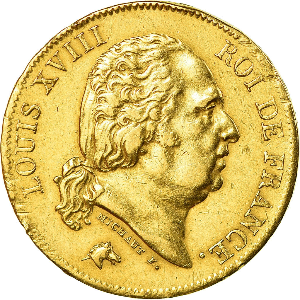 Coin, France, Louis XVIII, 40 Francs, 1818, Lille, EF(40-45), Gold, KM 713.6