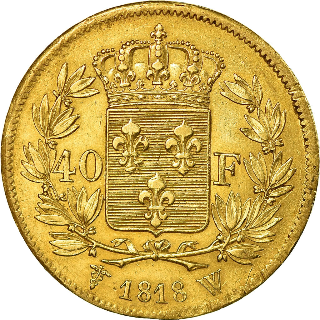 Coin, France, Louis XVIII, 40 Francs, 1818, Lille, EF(40-45), Gold, KM 713.6