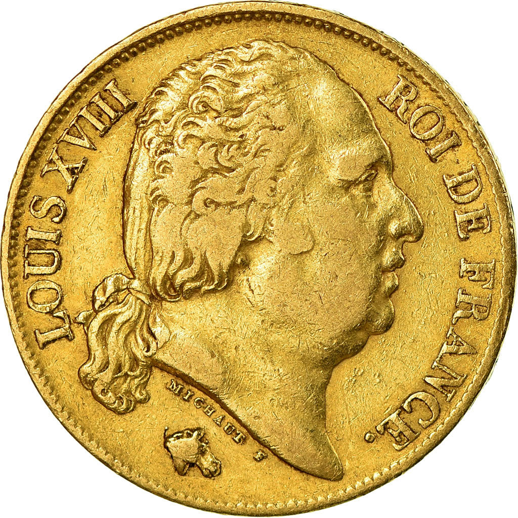 Münze, Frankreich, Louis XVIII, 20 Francs, 1818, Lille, S+, Gold