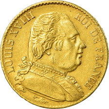 Coin, France, Louis XVIII, 20 Francs, 1814, Paris, EF(40-45), Gold, KM 706.1
