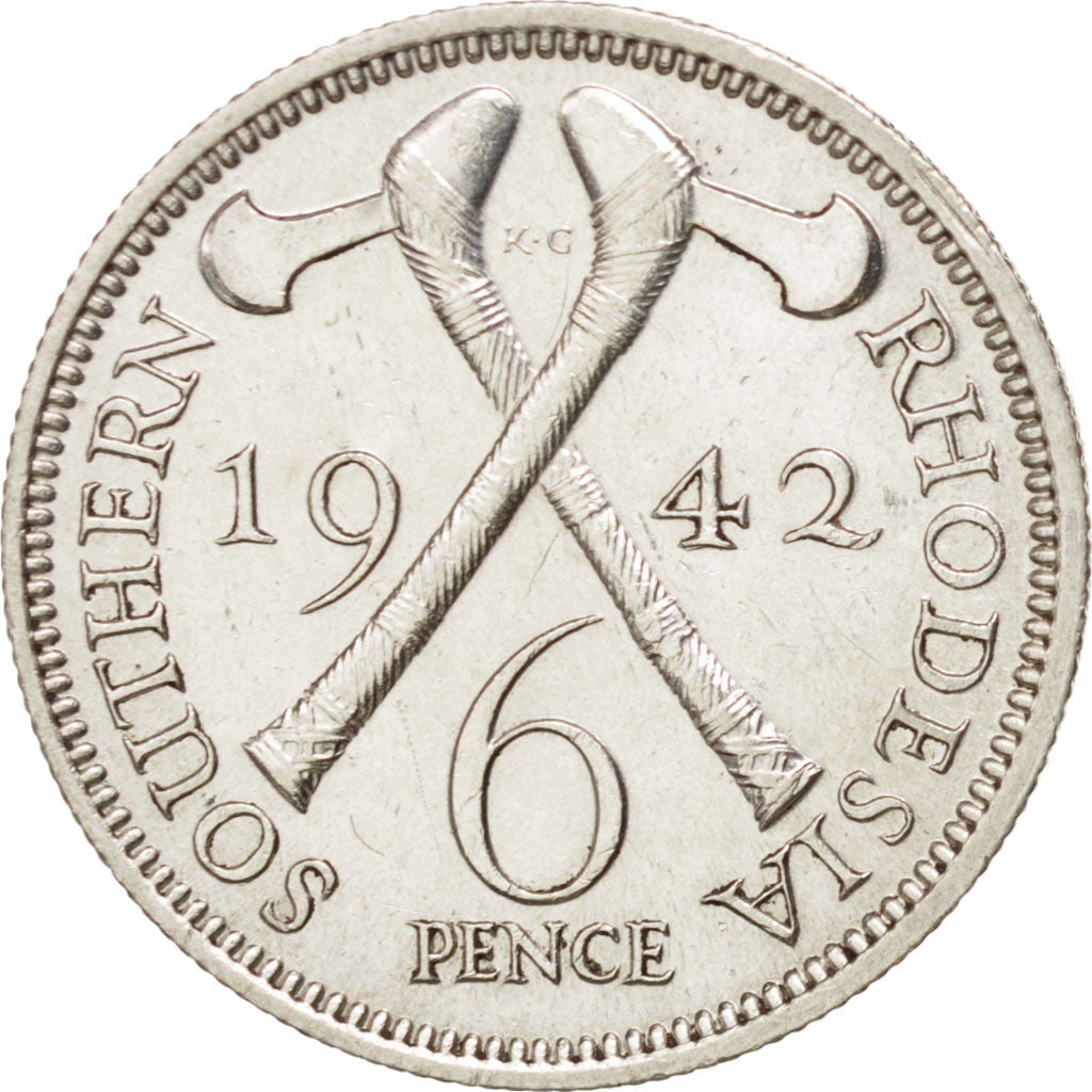 Rhodésie du Sud, Georges VI (1936-1952), 6 Pence 1942, KM 17