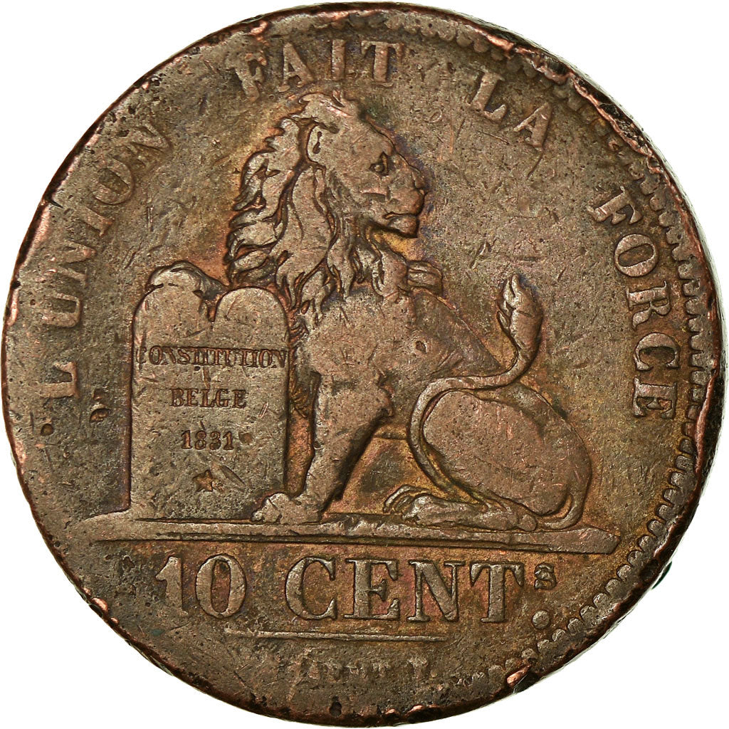 Coin, Belgium, Leopold I, 10 Centimes, 1833, VF(20-25), Copper, KM:2.1