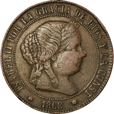 Coin, Spain, Isabel II, 5 Centimos, 1868, Barcelona, EF(40-45), Copper, KM:635.1