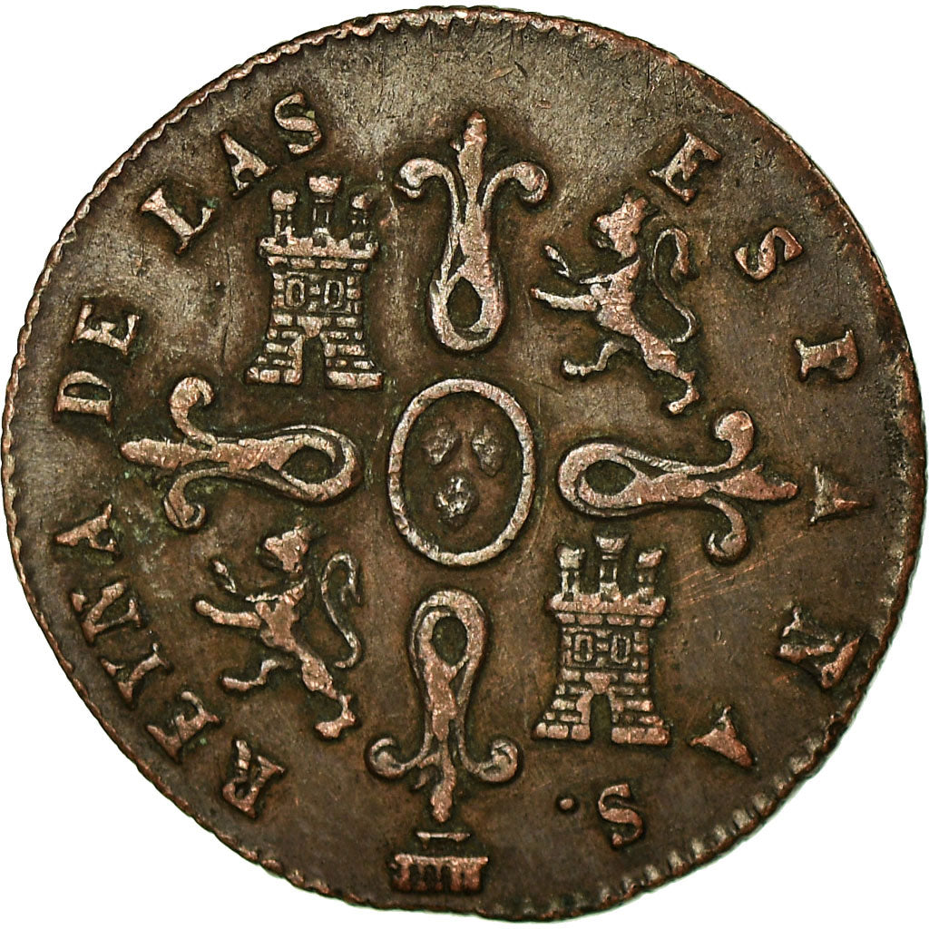 Münze, Spanien, Isabel II, 4 maravedis, 1848, Segovia, SS, Kupfer, KM:530.3